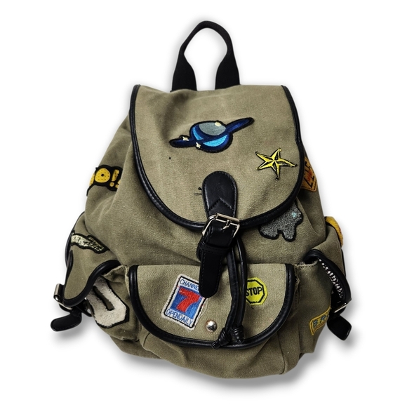 Dream Control Handbags - DREAM CONTROL Utility Multi-Pocket Backpack With Patches UNISEX